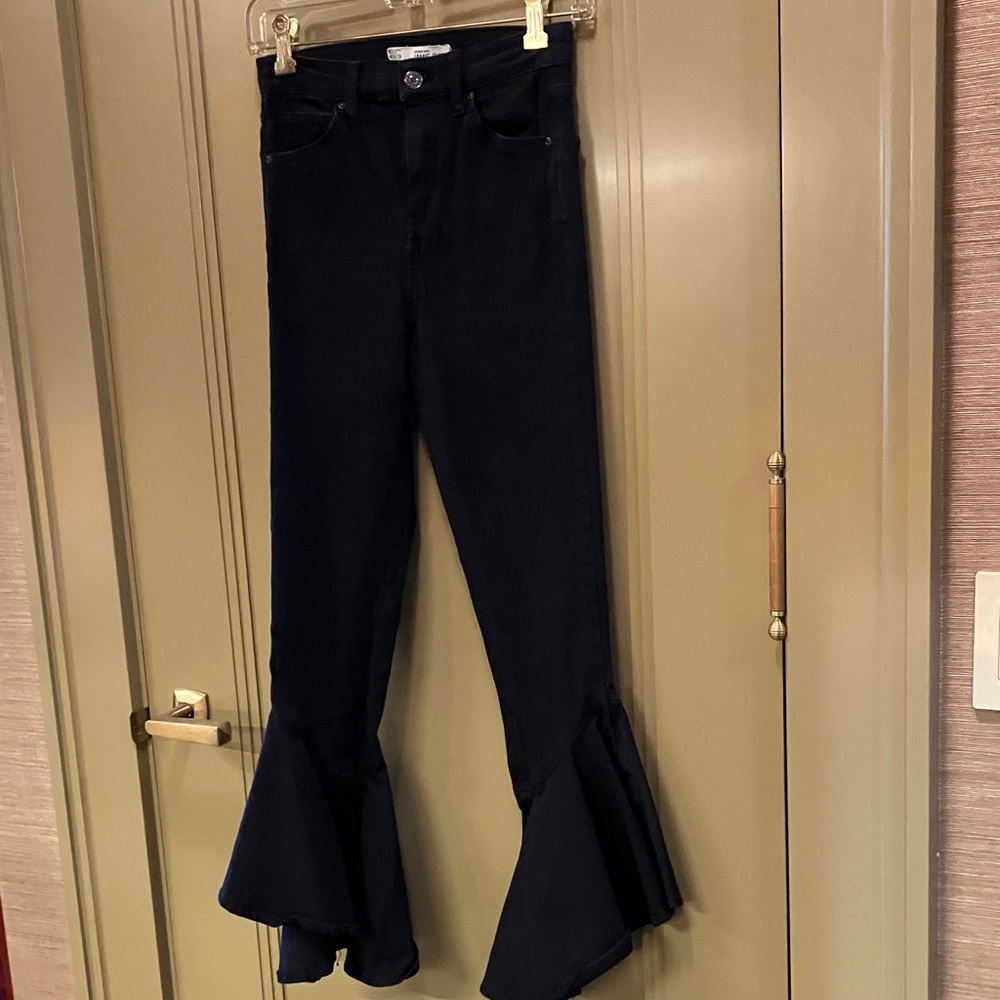 Topshop Moto Jamie Flare Jeans in Black